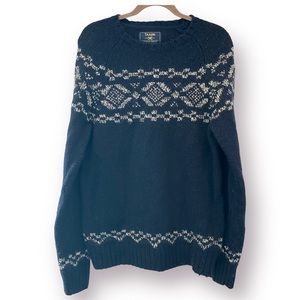 JULES Wool Blend Fair Isle Nordic Sweater Large